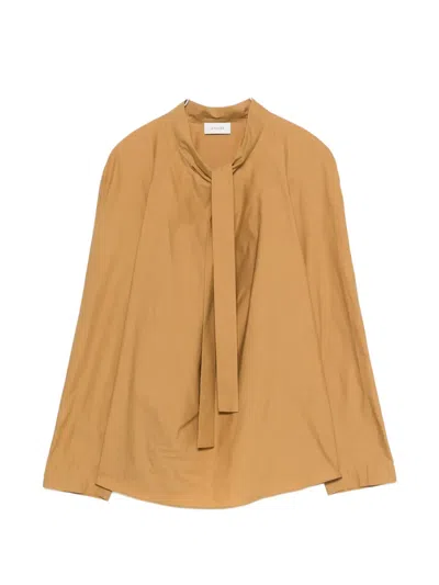 Lemaire Tie-neck Raglan-sleeve Blouse In Brown