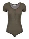 Lemaire Ribbed Viscose And Silk Blend Bodysuit In Brown