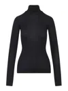 Lemaire Grey Solid Turtle Neck Top In Black
