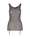 Lemaire Ribbed Tank Top With Garters In Brown