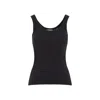 Lemaire Form-fitting Black Ribbed Tank Top With Scoop Neckline In Black