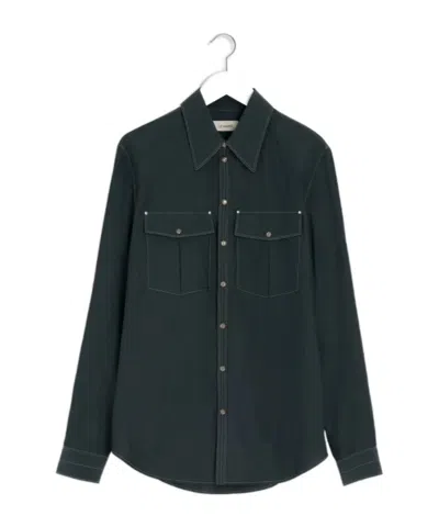 Lemaire Topstitching Shirt In Black
