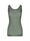 Lemaire Ribbed Silk Jersey Tank Top In Green