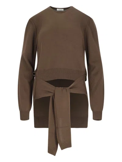 LEMAIRE LEMAIRE TROMPE-L'ŒIL PANEL SWEATER IN BROWN
