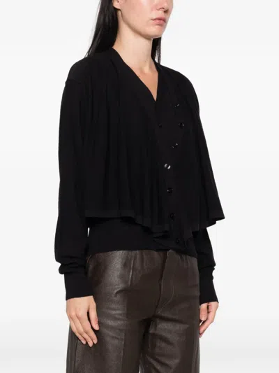Lemaire V-neck Wool Blend Cardigan With Button Closure In Black
