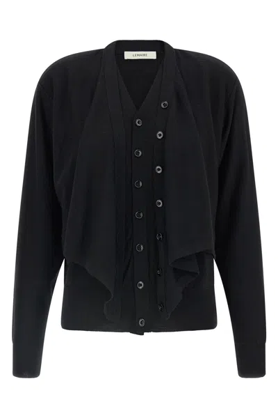 Lemaire Trompe L'oeil Construction Cardigan In Black