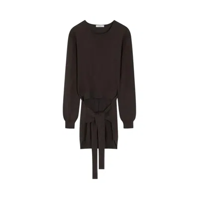 Pre-owned Lemaire Trompe L'oeil Crewneck Jumper 'dark Cacao' | Brown | Women's Size M