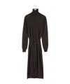 Lemaire Trompe L'oeil Turtleneck Belted Midi Dress In Brown