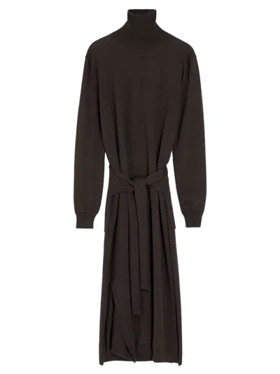 LEMAIRE LEMAIRE TROMPE LOEIL DRESS DARK CACAO