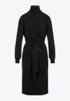 Lemaire Grey High Neck Midi Dress In Black