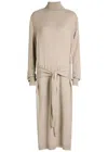 Lemaire Belted Wool-blend Turtleneck Midi Dress In Brown