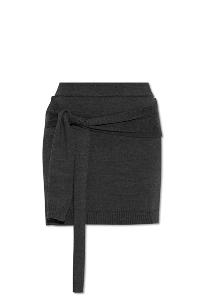 Lemaire Trompe Loeil Knotted Mini Skirt In Black