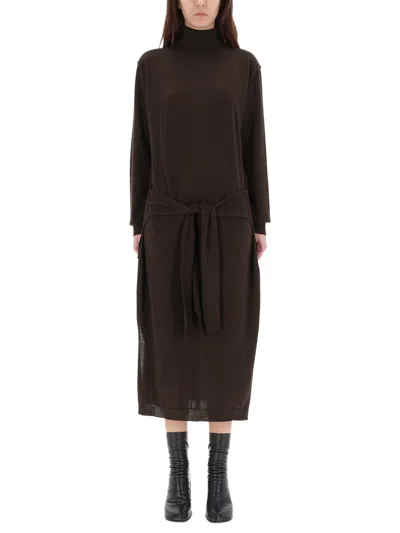 Lemaire Trompe Loeil Dress In Brown