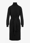 Lemaire Ankle-length Wool Blend Dress With Belted Waist In Gray