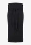 Lemaire Midi Skirt With Self-tie Belt In Black