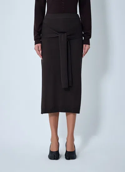Lemaire Trompe L'oeil Midi Skirt In Brown