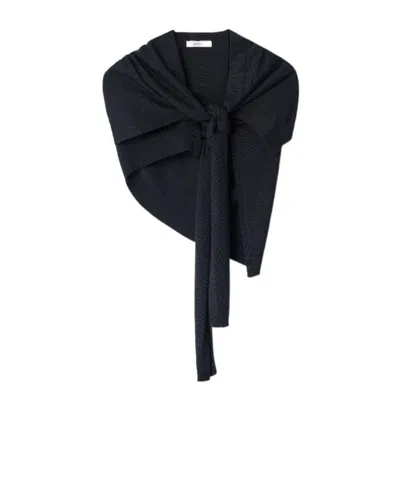 Lemaire Trompe L'oeil Scarf In Merino Blend In Black