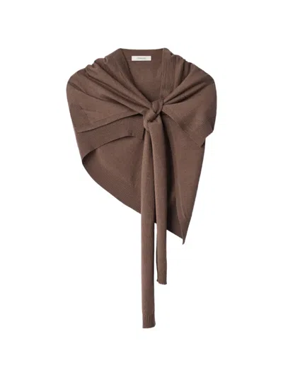 Lemaire Trompe L'oeil Scarf In Merino Blend In Brown