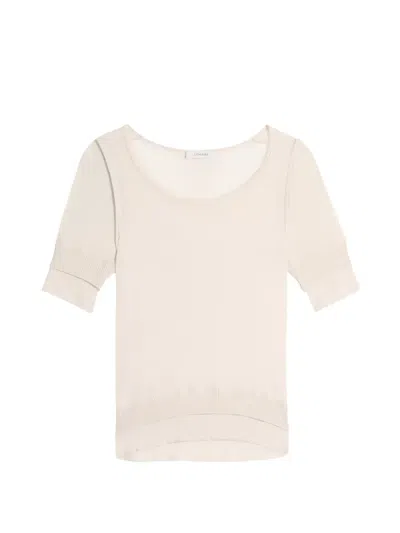 Lemaire Scoop Neck Silk Blend Ribbed Top In Pink