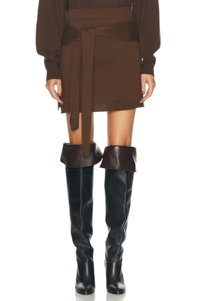 Lemaire Brown Trompe L'oeil Miniskirt In Br451 Hazelnut Brown