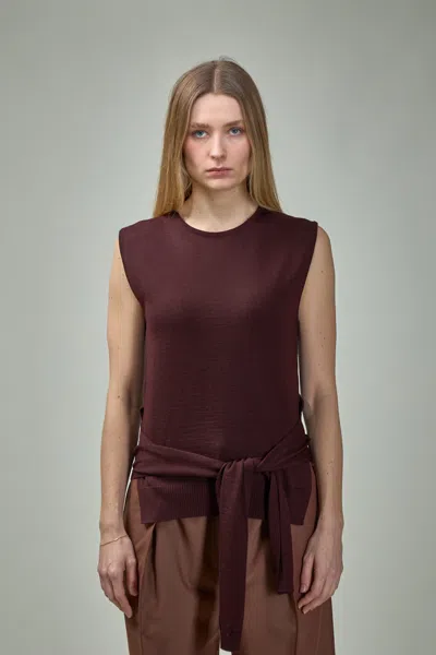 Lemaire Burgundy Trompe L'oeil Sleeveless Sweater In Brown