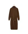 Shop Lemaire Trompe L'oeil Turtleneck Belted Midi Dress In Brown