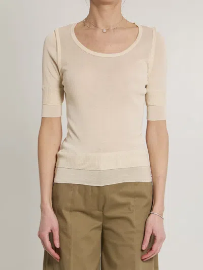 Lemaire Trompe Loeil Viscose And Silk Top In Neutral