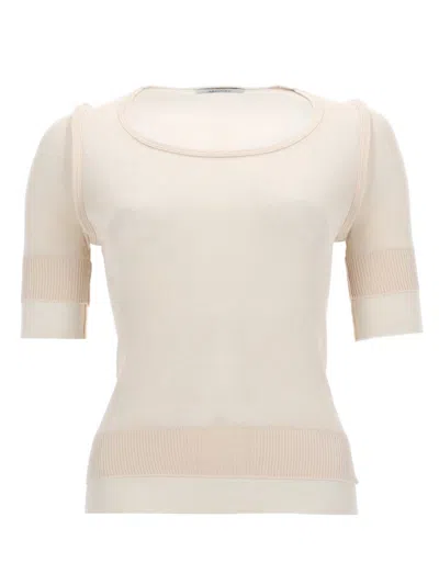 Lemaire Trompe L'oeil Viscose-silk Round Neck Top In Neutral