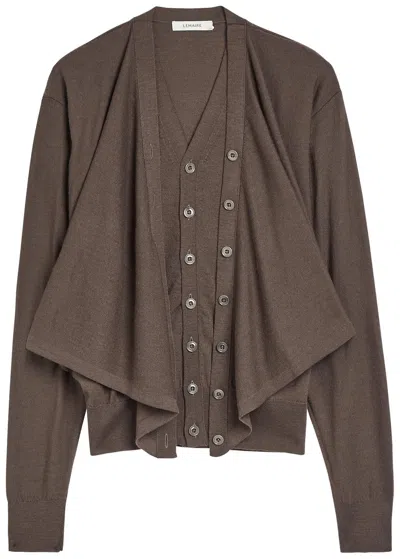 Lemaire Trompe L'oeil Wool-blend Cardigan In Brown