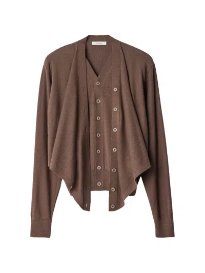 Lemaire Wool-blend Cardigan In Brown