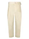Lemaire High-waisted Beige Trousers With Tailored Structure In Orange