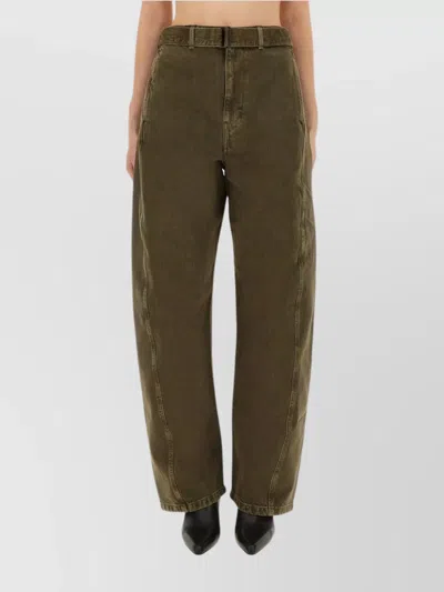 Lemaire Trousers Wide Leg Belt Loops In Green