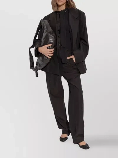 Lemaire Trousers With Tapered Leg And Detachable Belt In Brown