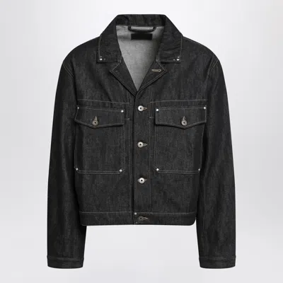 Lemaire Trucker Denim Jacket With Contrast Stitching In Blue