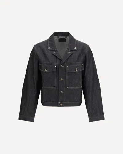 Lemaire Trucker Denim Jacket With Studs In Black