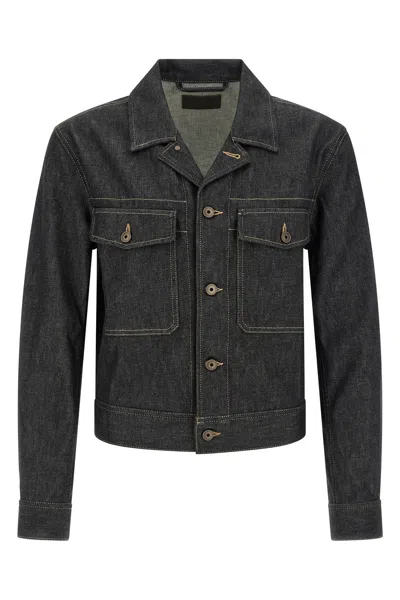 Lemaire 'trucker' Jacket In Blue