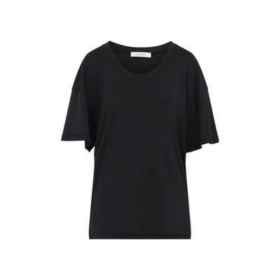 Lemaire Squid Ink Ribbed Cotton Rib T-shirt In Black