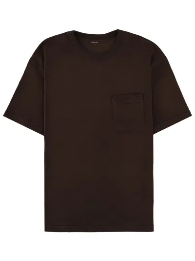 Lemaire Relaxed Fit T-shirt In Soft Cotton-linen Blend In Brown