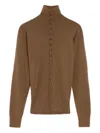 Lemaire Turtleneck Buttoned Cardigan In Brown