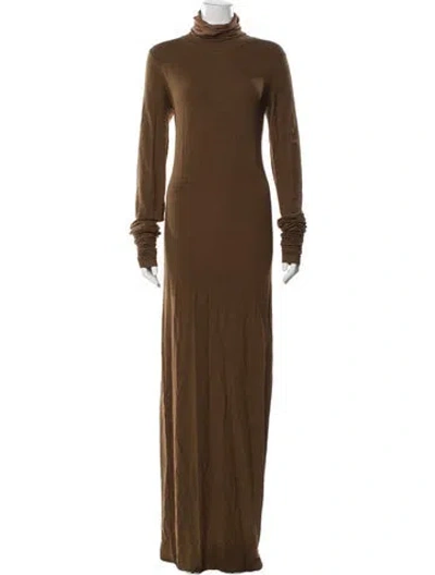 Pre-owned Lemaire Turtleneck Long Dress In Brown