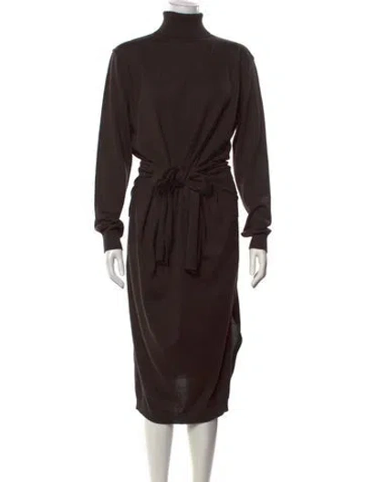 Pre-owned Lemaire Turtleneck Long Dress In Brown