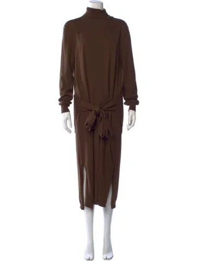 Pre-owned Lemaire Turtleneck Long Dress In Brown