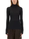 Lemaire Grey Solid Turtle Neck Top In Black