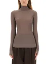 Lemaire Wool High Neck Sweater In Brown