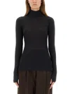 Lemaire Grey Solid Turtle Neck Top In Black