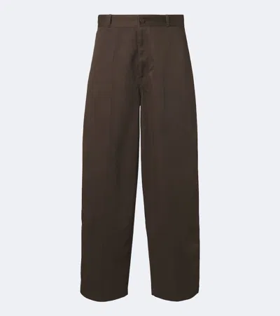 Lemaire Twill Barrel-leg Pants In Brown