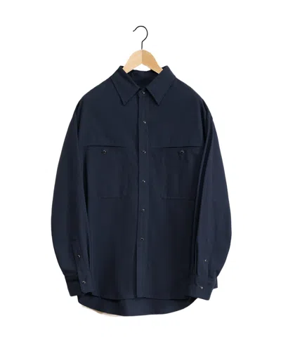 Lemaire Twill Cotton Shirt In Blue