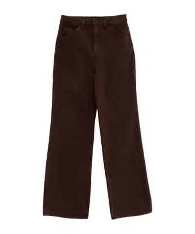 Lemaire Twill Cotton Trousers In Brown