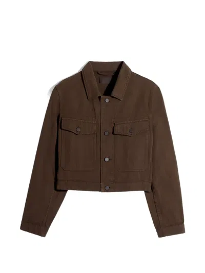 Lemaire Cropped Blouson In Dyed Heavy Broken Twill In Brown