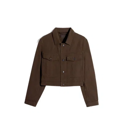 Lemaire Twill Cropped Blouson In Brown